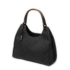 Shoulder Bag Wooden Handle Colbert Hobo Black Monogrammed Canvas