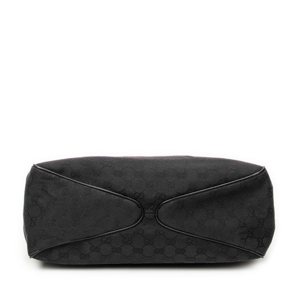 Shoulder Bag Wooden Handle Colbert Hobo Black Monogrammed Canvas