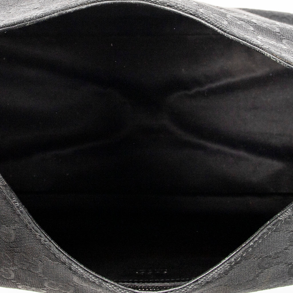 Bolso de Hombro Asa de Madera Colbert Hobo Lona Monogramada Negra