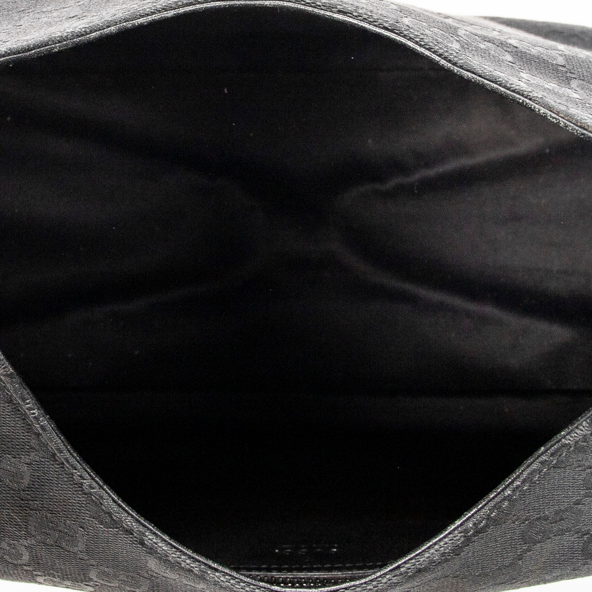 Bolso de Hombro Asa de Madera Colbert Hobo Lona Monogramada Negra
