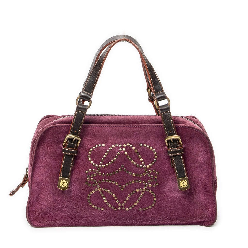 Shoulder Bag Studded Amazona 30 Purple Studded Suede Leather