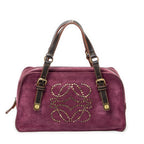 Shoulder Bag Studded Amazona 30 Purple Studded Suede Leather