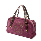 Shoulder Bag Studded Amazona 30 Purple Studded Suede Leather