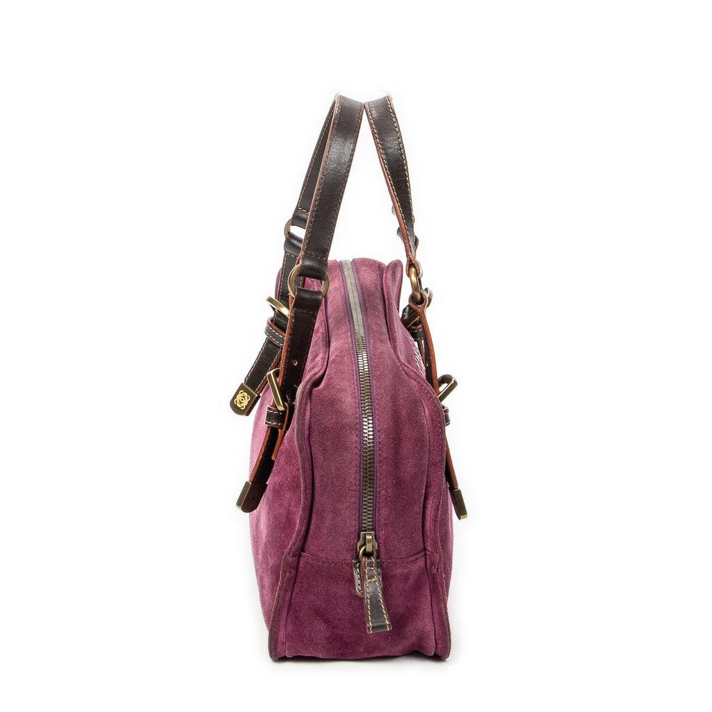 Shoulder Bag Studded Amazona 30 Purple Studded Suede Leather
