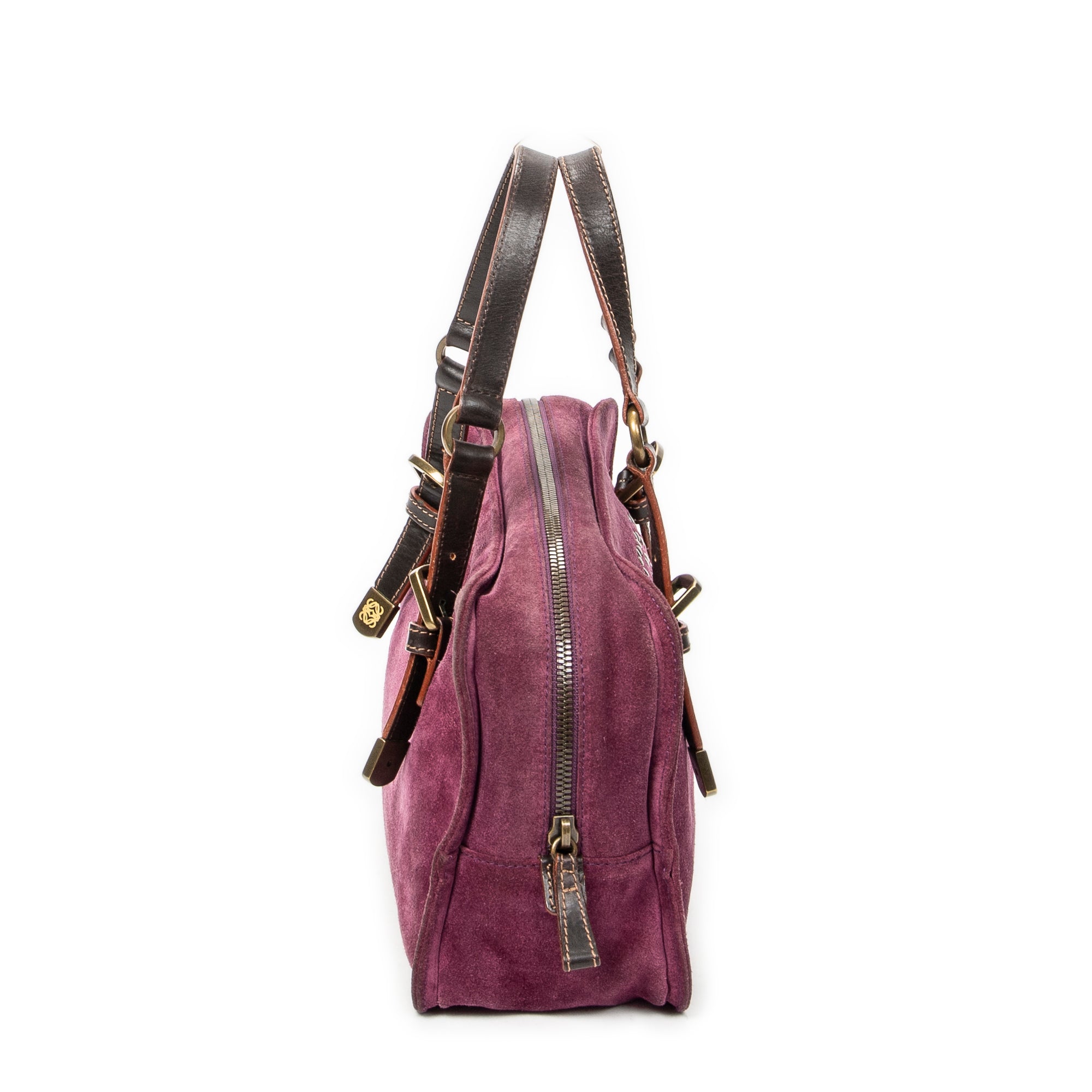 Shoulder Bag Studded Amazona 30 Purple Studded Suede Leather