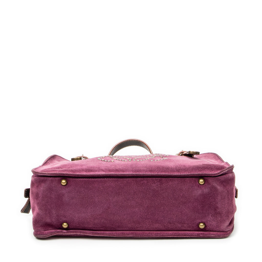 Shoulder Bag Studded Amazona 30 Purple Studded Suede Leather