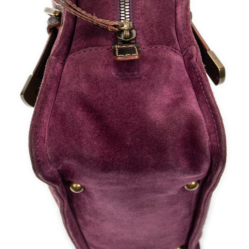Shoulder Bag Studded Amazona 30 Purple Studded Suede Leather