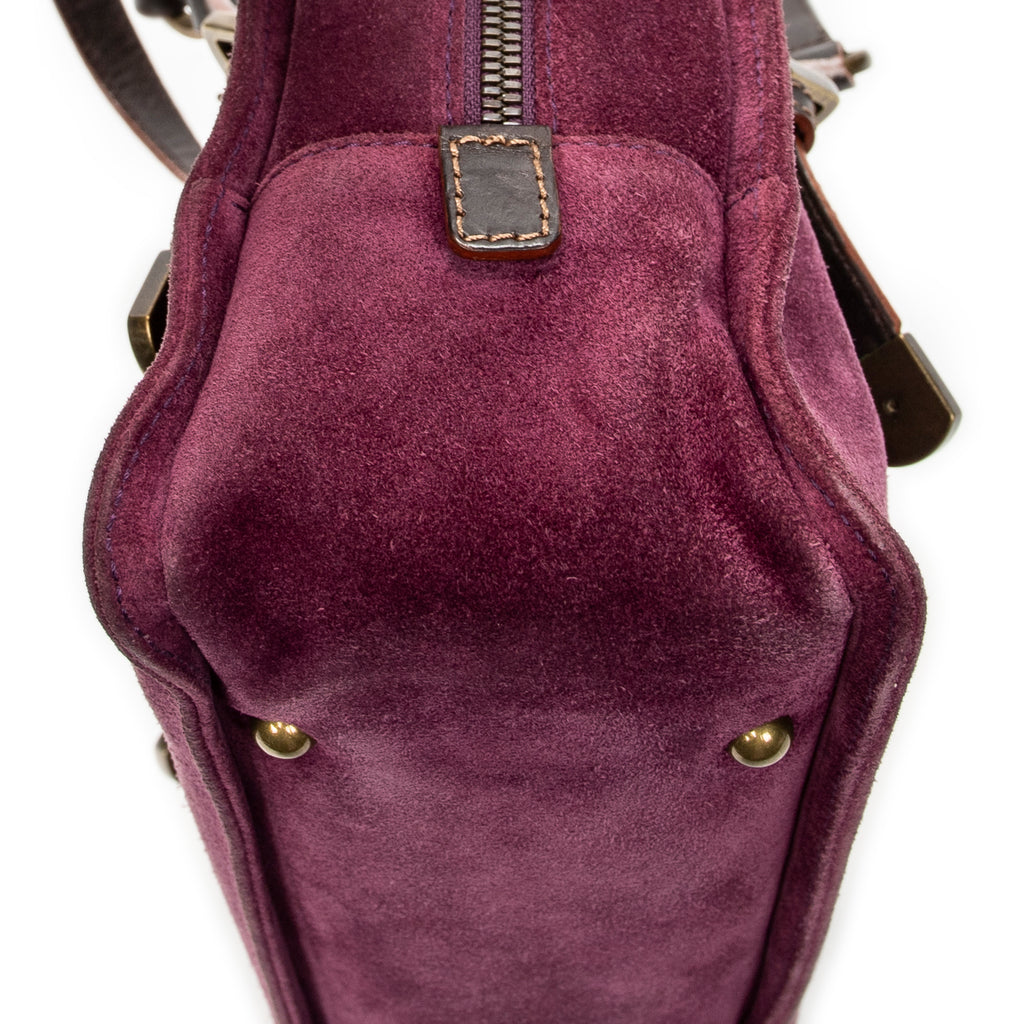Shoulder Bag Studded Amazona 30 Purple Studded Suede Leather