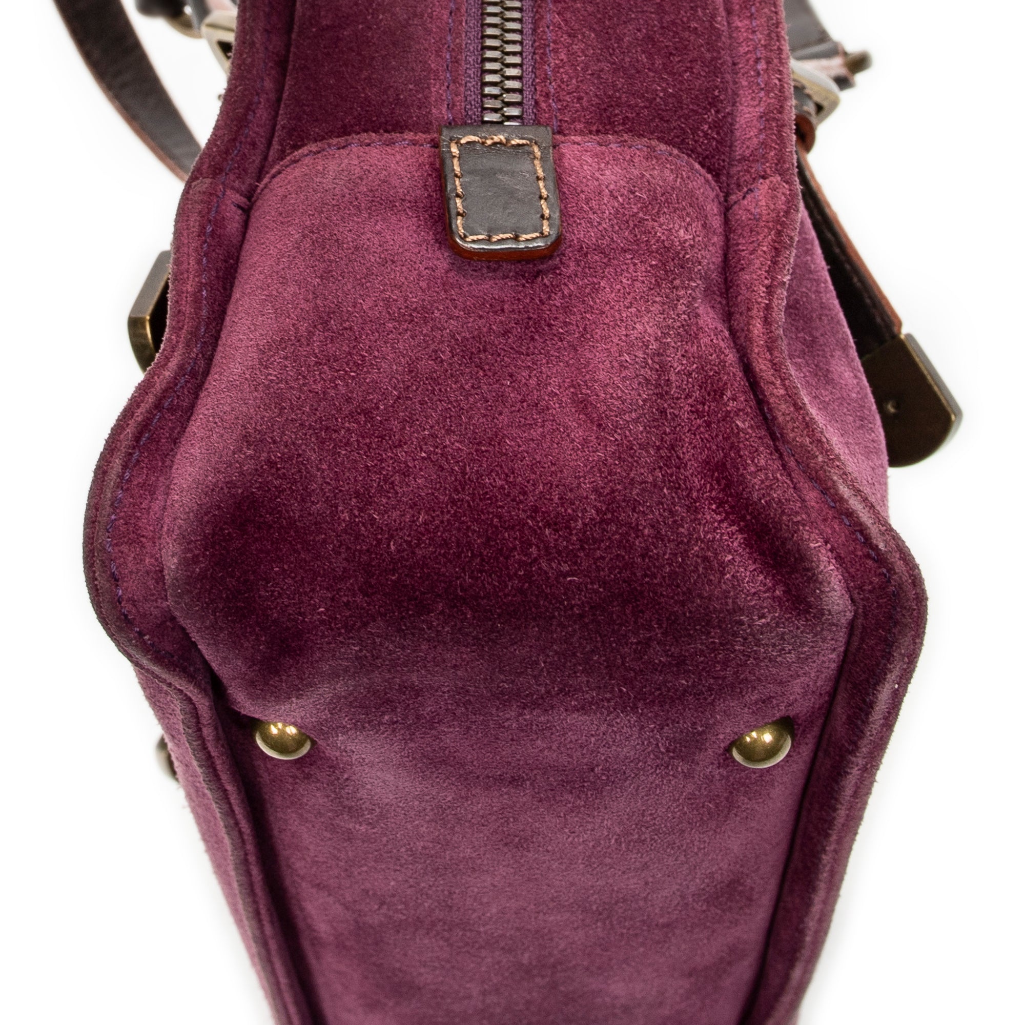 Shoulder Bag Studded Amazona 30 Purple Studded Suede Leather