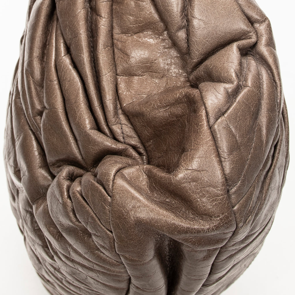 Shoulder Bag Coffer Double Pocket Hobo Taupe Matelasse Leather