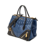 Shoulder Bag Medium Biker Convertible Tote Blue Quilted Calfskin Leather