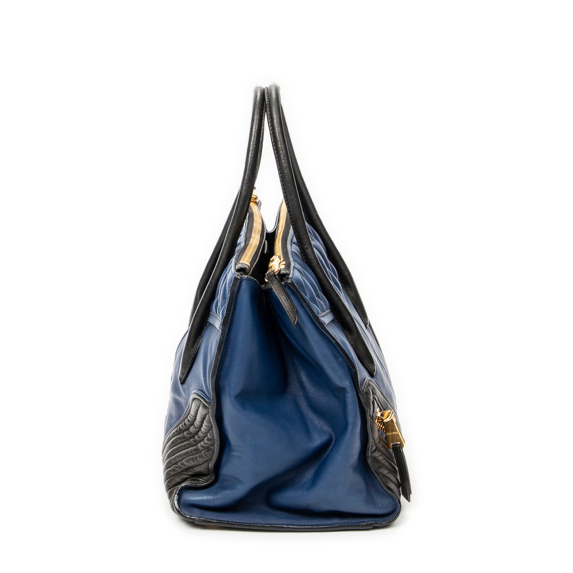 Shoulder Bag Medium Biker Convertible Tote Blue Quilted Calfskin Leather