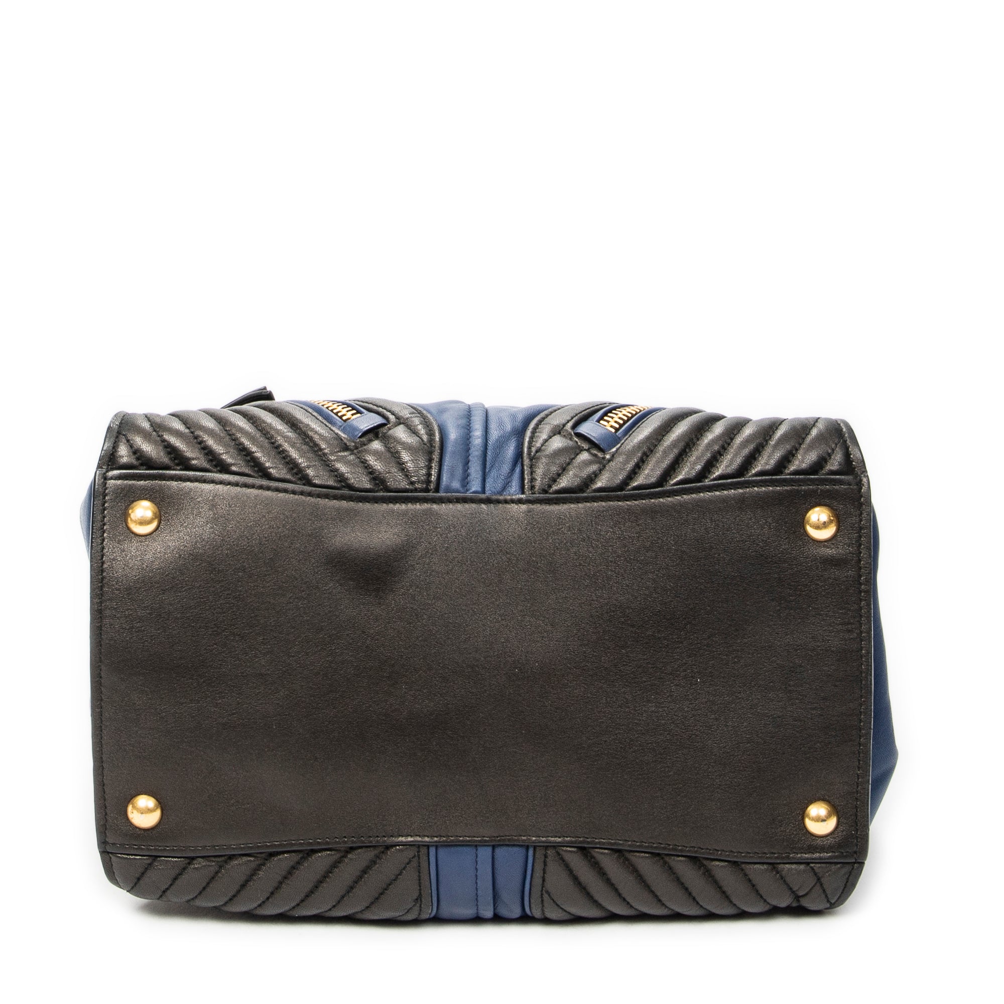 Shoulder Bag Medium Biker Convertible Tote Blue Quilted Calfskin Leather