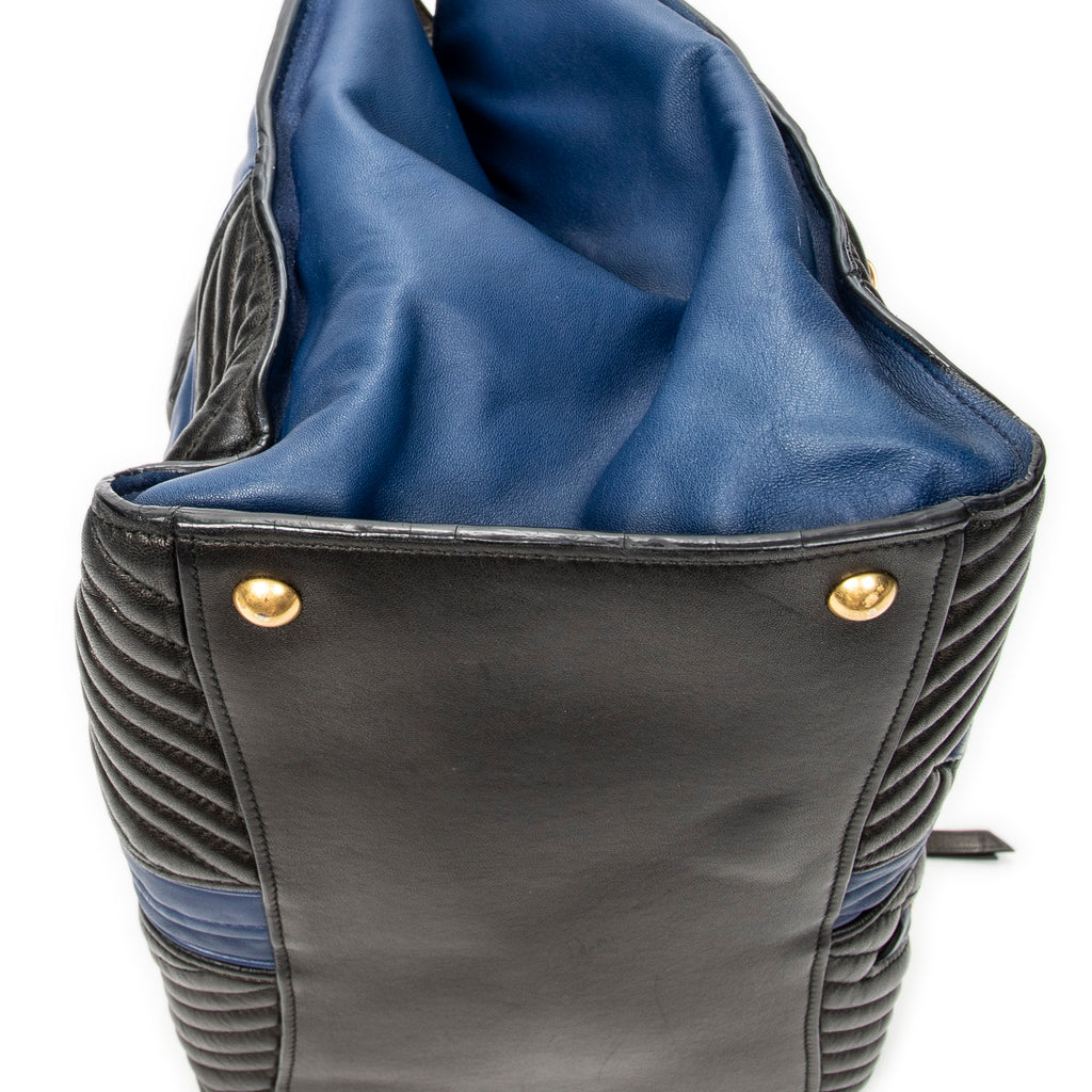 Shoulder Bag Medium Biker Convertible Tote Blue Quilted Calfskin Leather