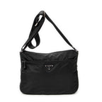 Shoulder Bag Front Pocket Zip Crossbody Black Nylon Canvas