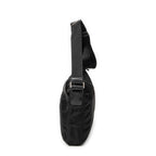 Shoulder Bag Front Pocket Zip Crossbody Black Nylon Canvas