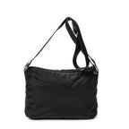 Shoulder Bag Front Pocket Zip Crossbody Black Nylon Canvas