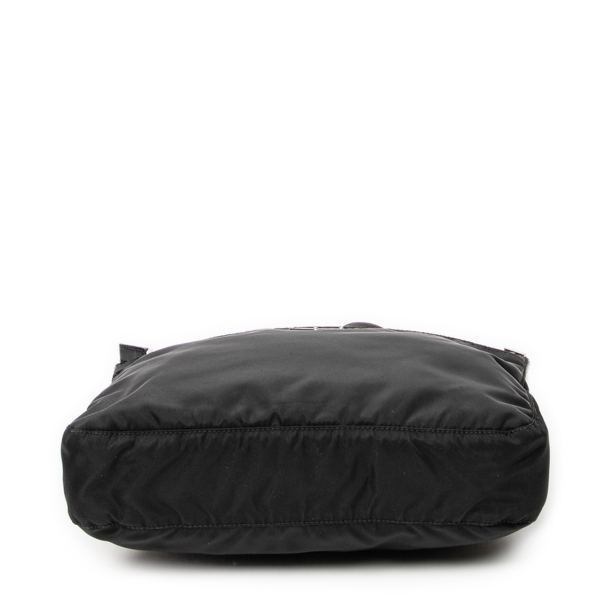 Shoulder Bag Front Pocket Zip Crossbody Black Nylon Canvas
