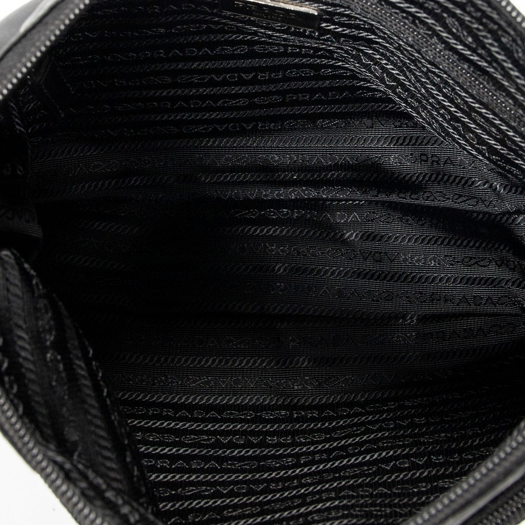 Shoulder Bag Front Pocket Zip Crossbody Black Nylon Canvas