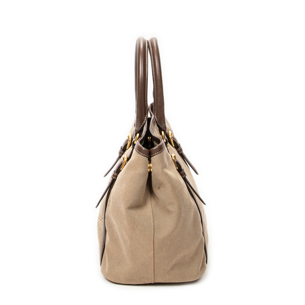 Shoulder Bag Logo Jacquard Tote Beige Jacquard Canvas