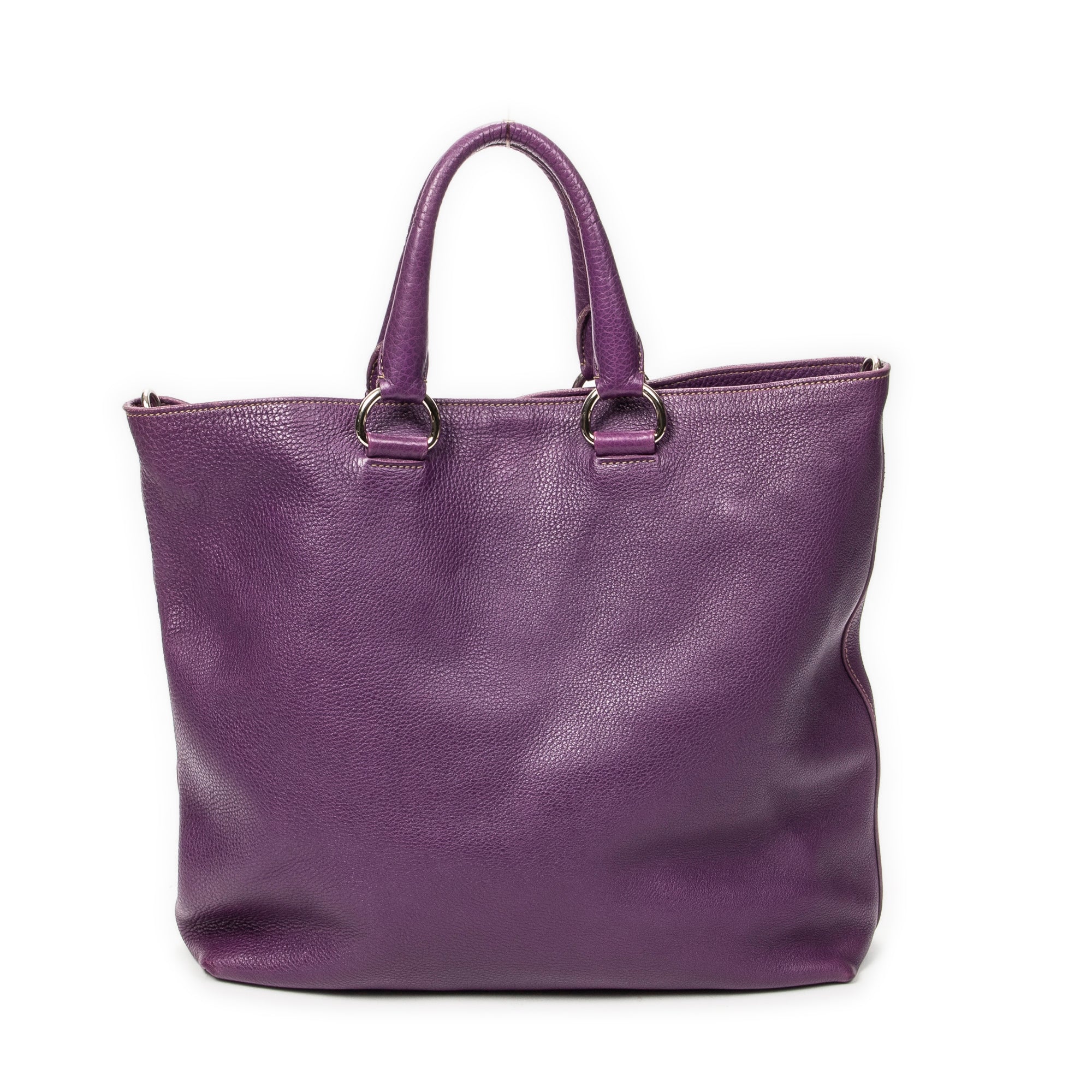 Shoulder Bag Large Convertible Snap Tote Purple Vitello Phenix Leather