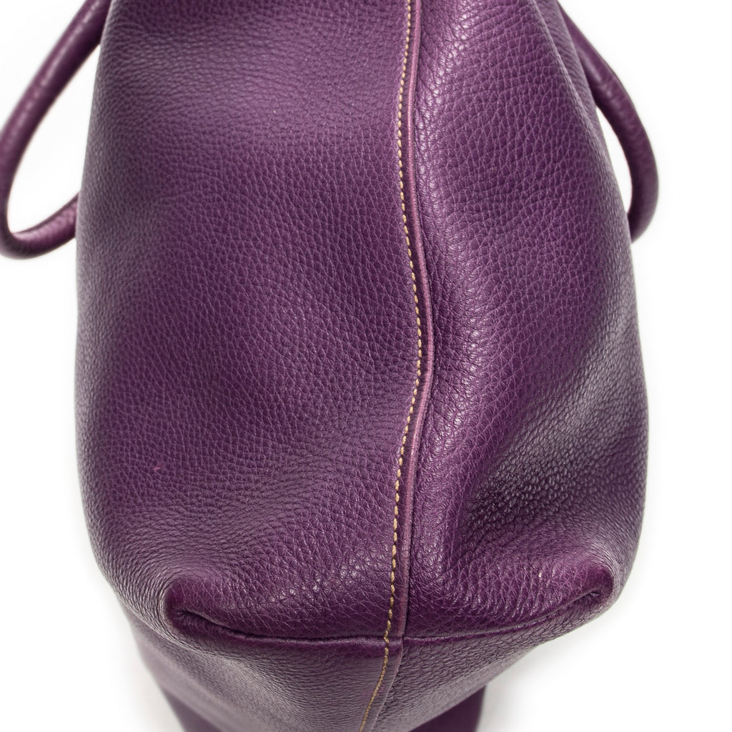 Shoulder Bag Large Convertible Snap Tote Purple Vitello Phenix Leather
