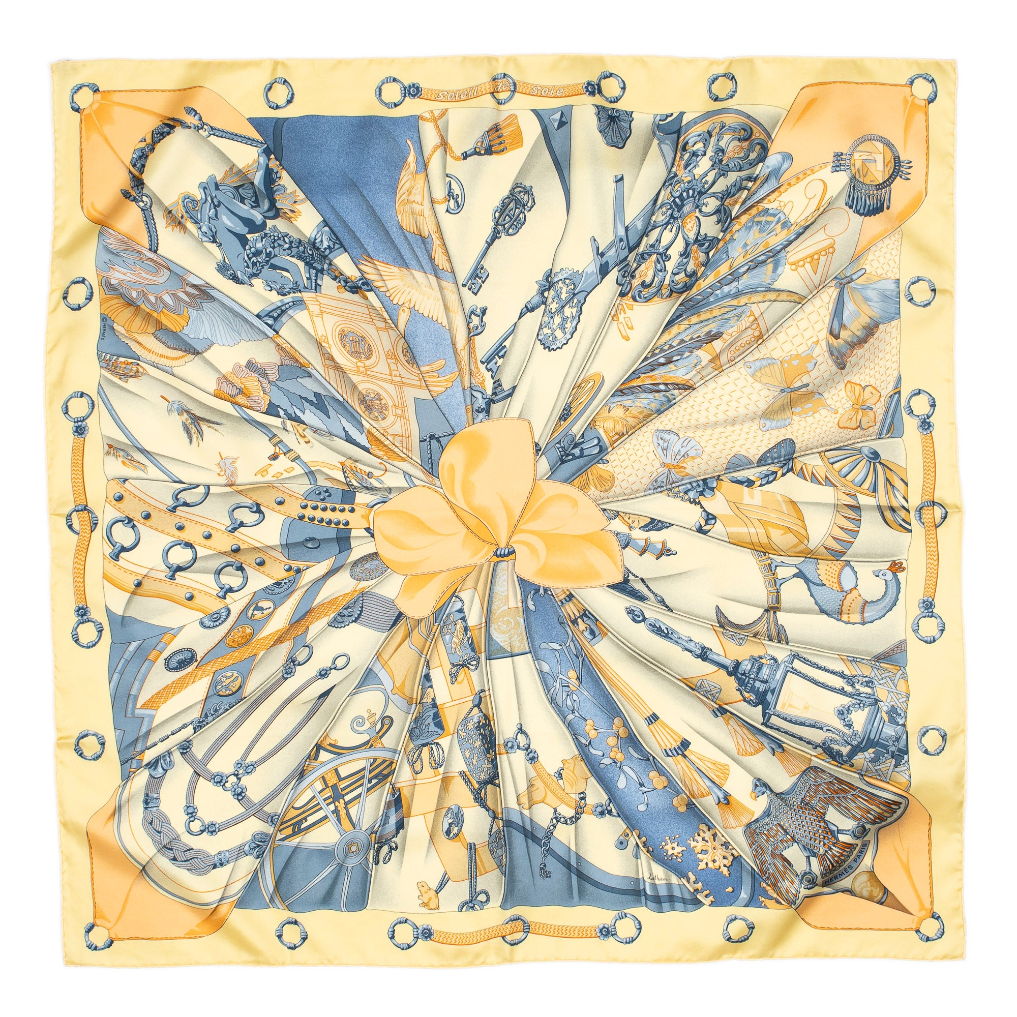 Scarf Scarf Light Yellow 100% Twill Silk