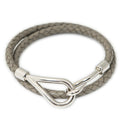 Bracelet Braided Jumbo Hook Double Tour Grey Swift Leather
