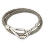 Bracelet Braided Jumbo Hook Double Tour Grey Swift Leather