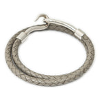 Bracelet Braided Jumbo Hook Double Tour Grey Swift Leather