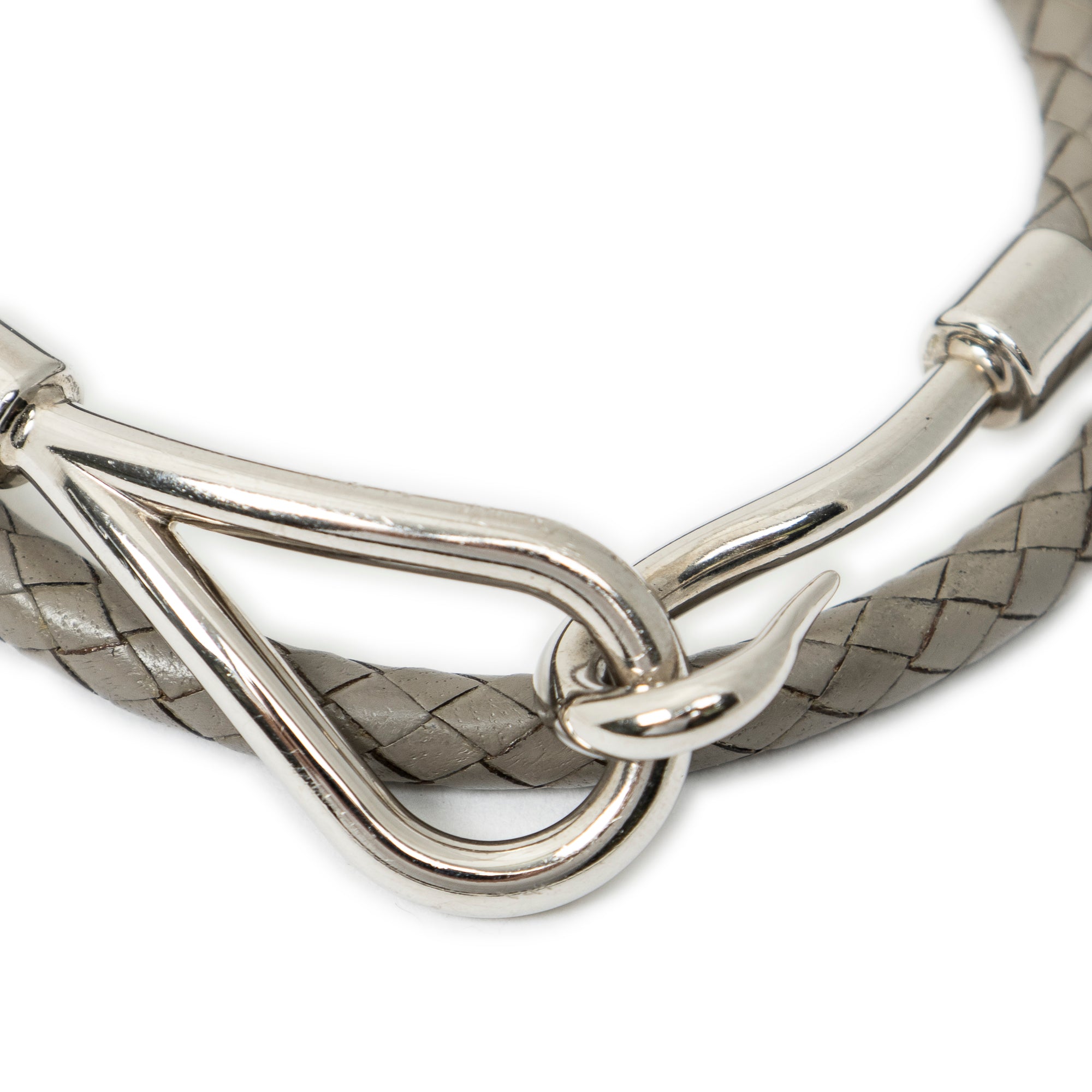 Bracelet Braided Jumbo Hook Double Tour Grey Swift Leather