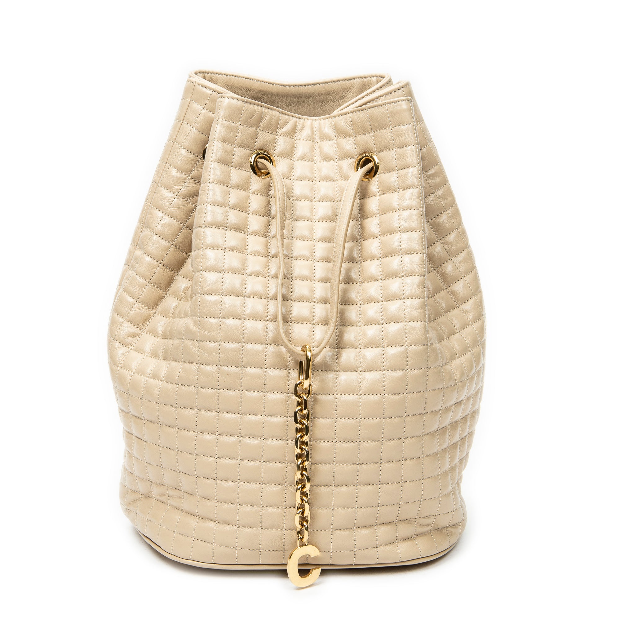 Backpack Small C Backpack Beige Quilted Calfskin Leather