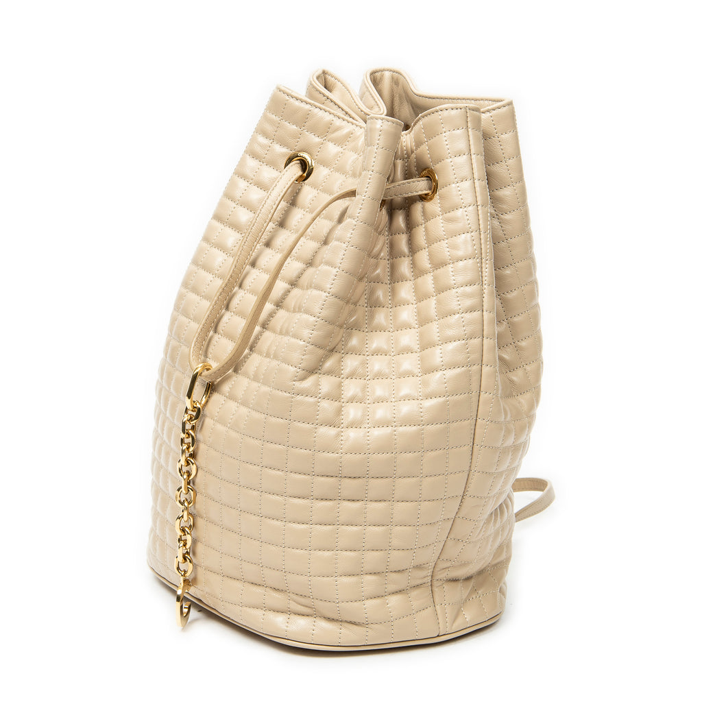 Backpack Small C Backpack Beige Quilted Calfskin Leather