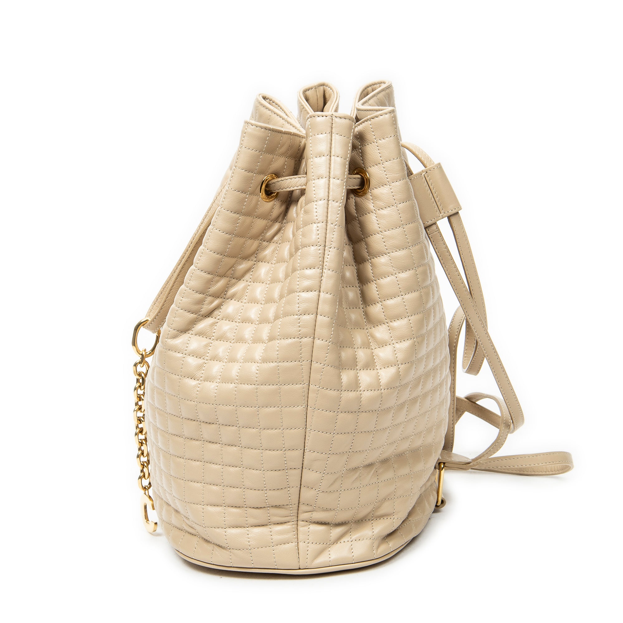 Backpack Small C Backpack Beige Quilted Calfskin Leather
