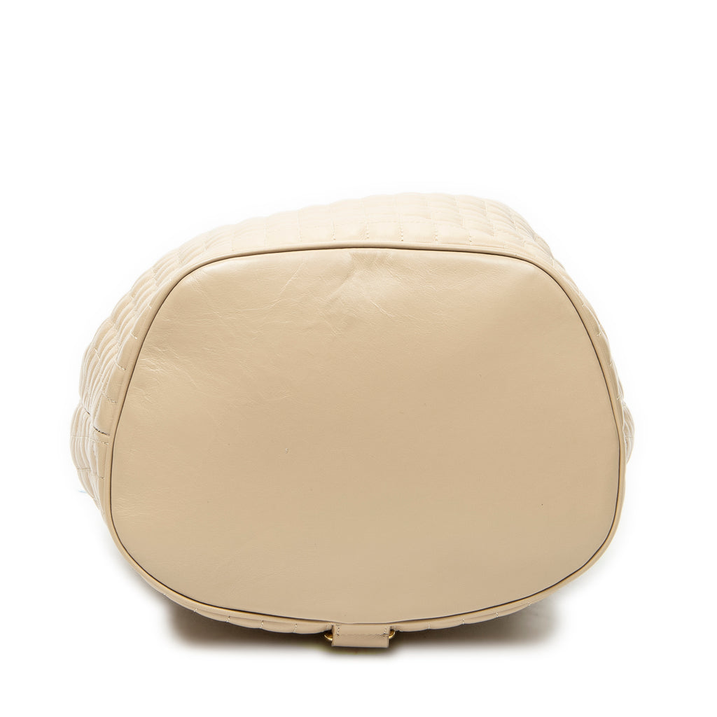 Backpack Small C Backpack Beige Quilted Calfskin Leather