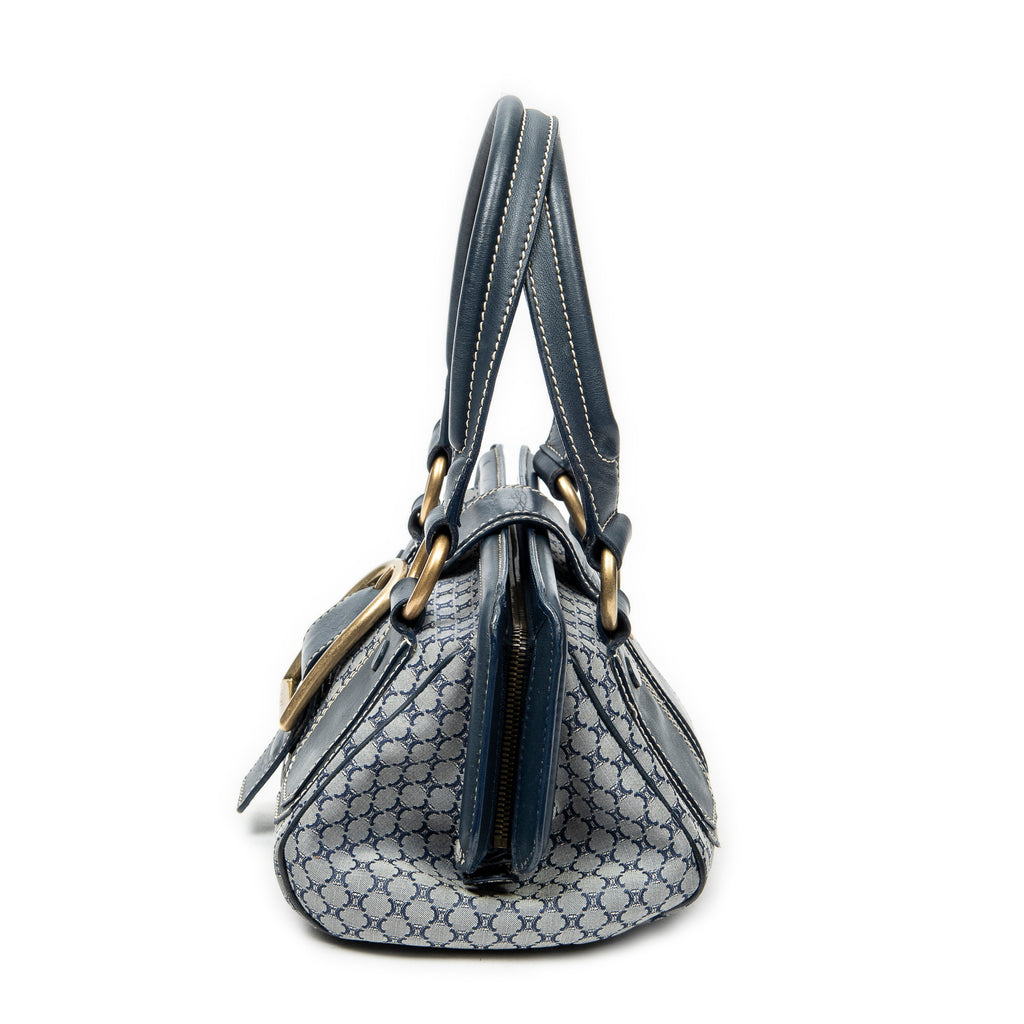Shoulder Bag Frame Buckle Boston Navy Macadam Canvas