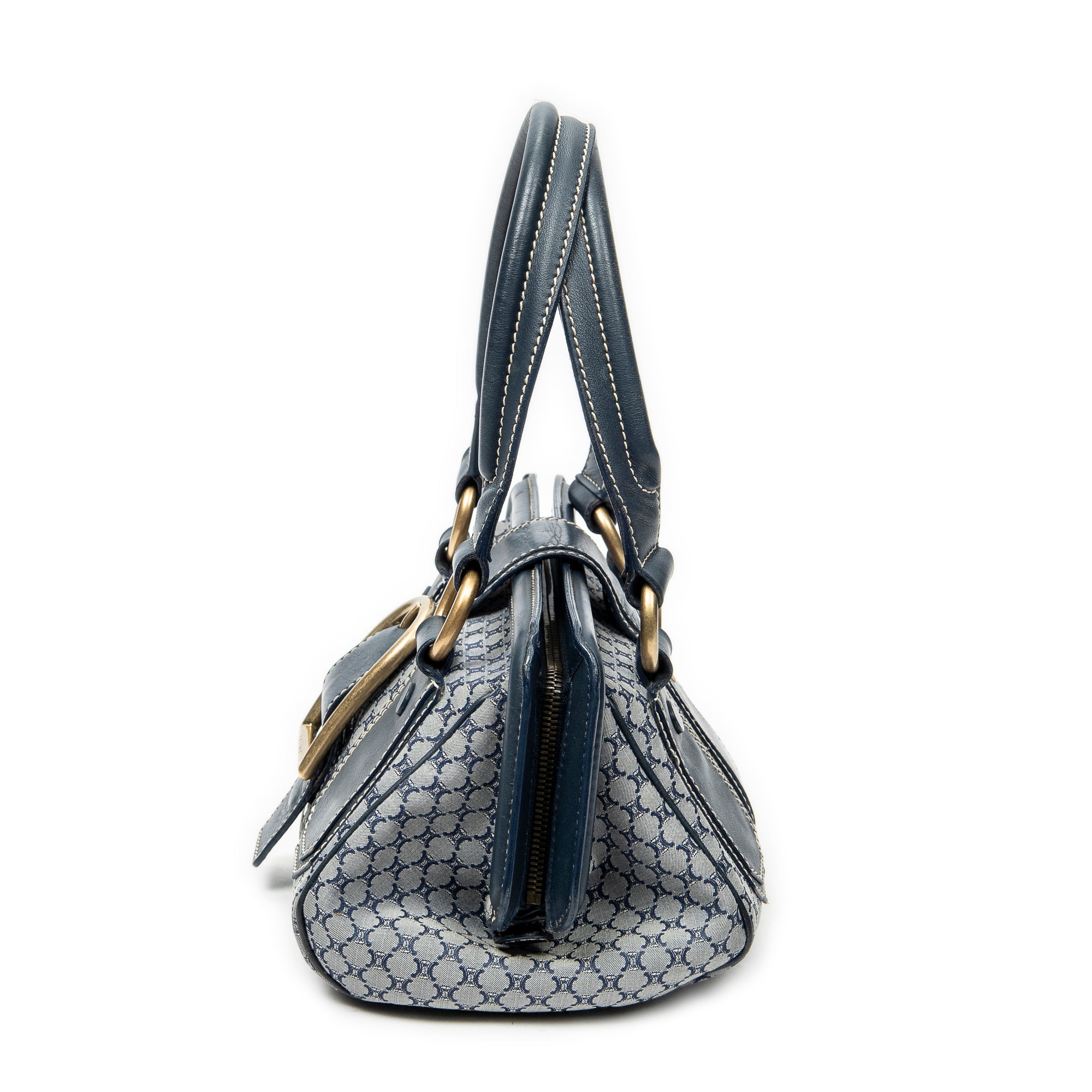 Shoulder Bag Frame Buckle Boston Navy Macadam Canvas