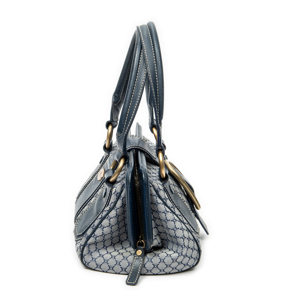 Shoulder Bag Frame Buckle Boston Navy Macadam Canvas