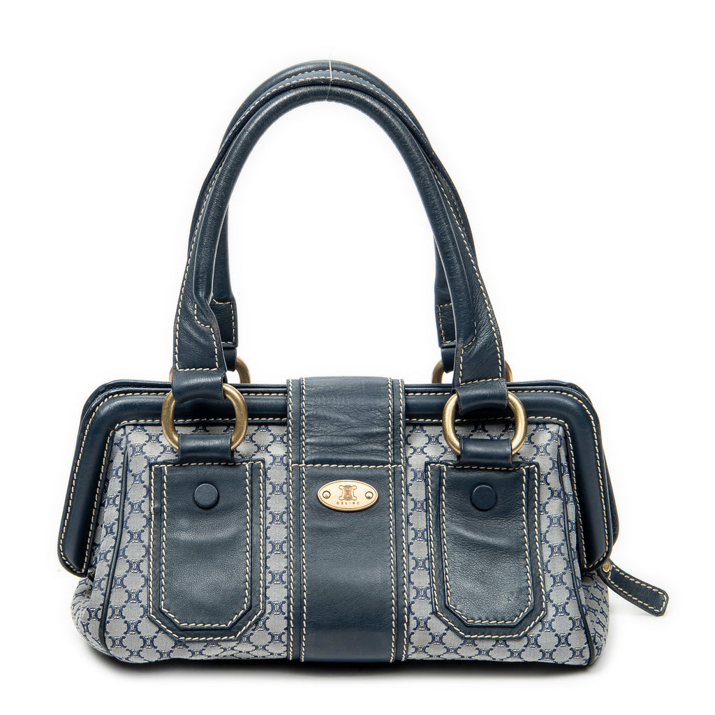 Shoulder Bag Frame Buckle Boston Navy Macadam Canvas
