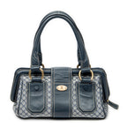 Shoulder Bag Frame Buckle Boston Navy Macadam Canvas