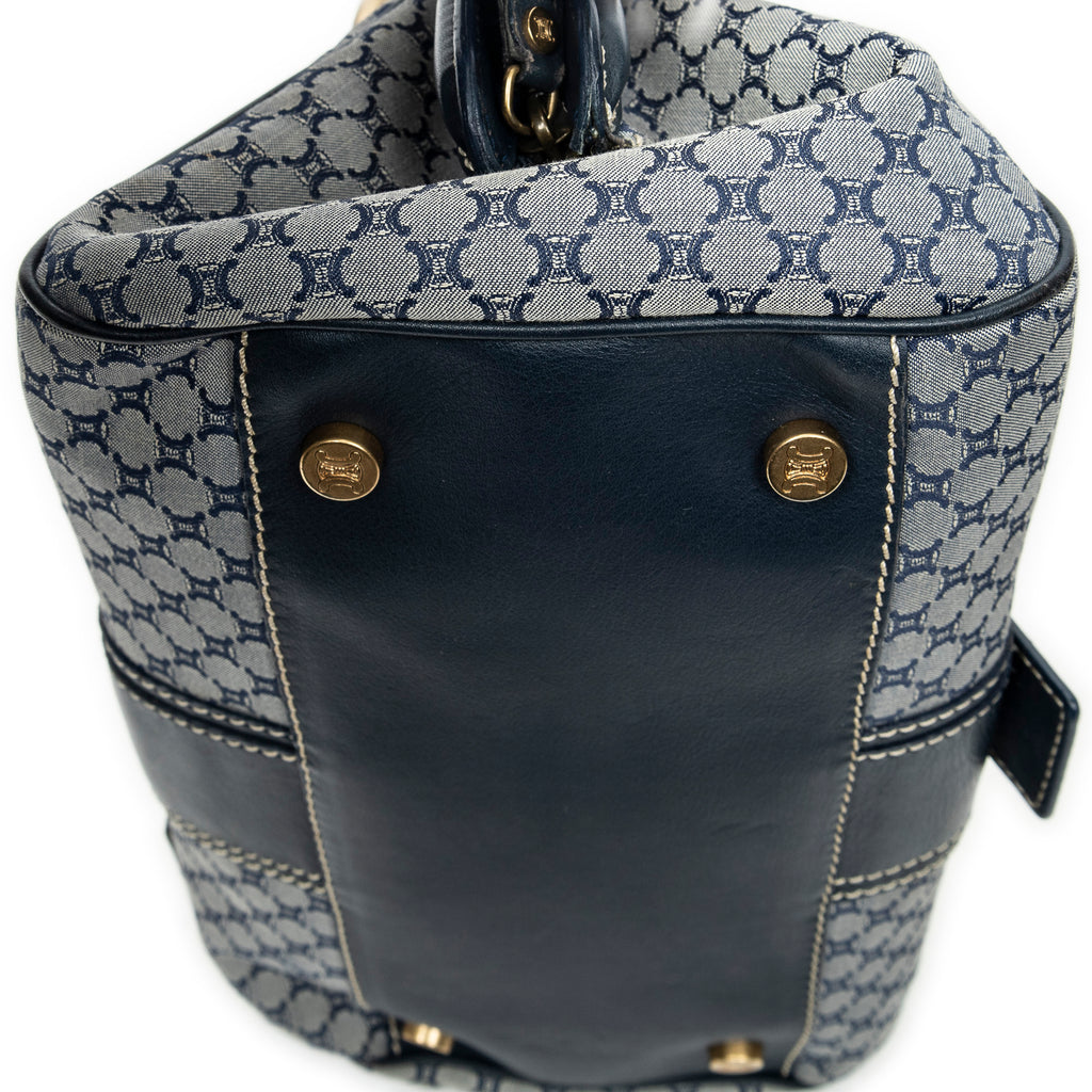 Shoulder Bag Frame Buckle Boston Navy Macadam Canvas