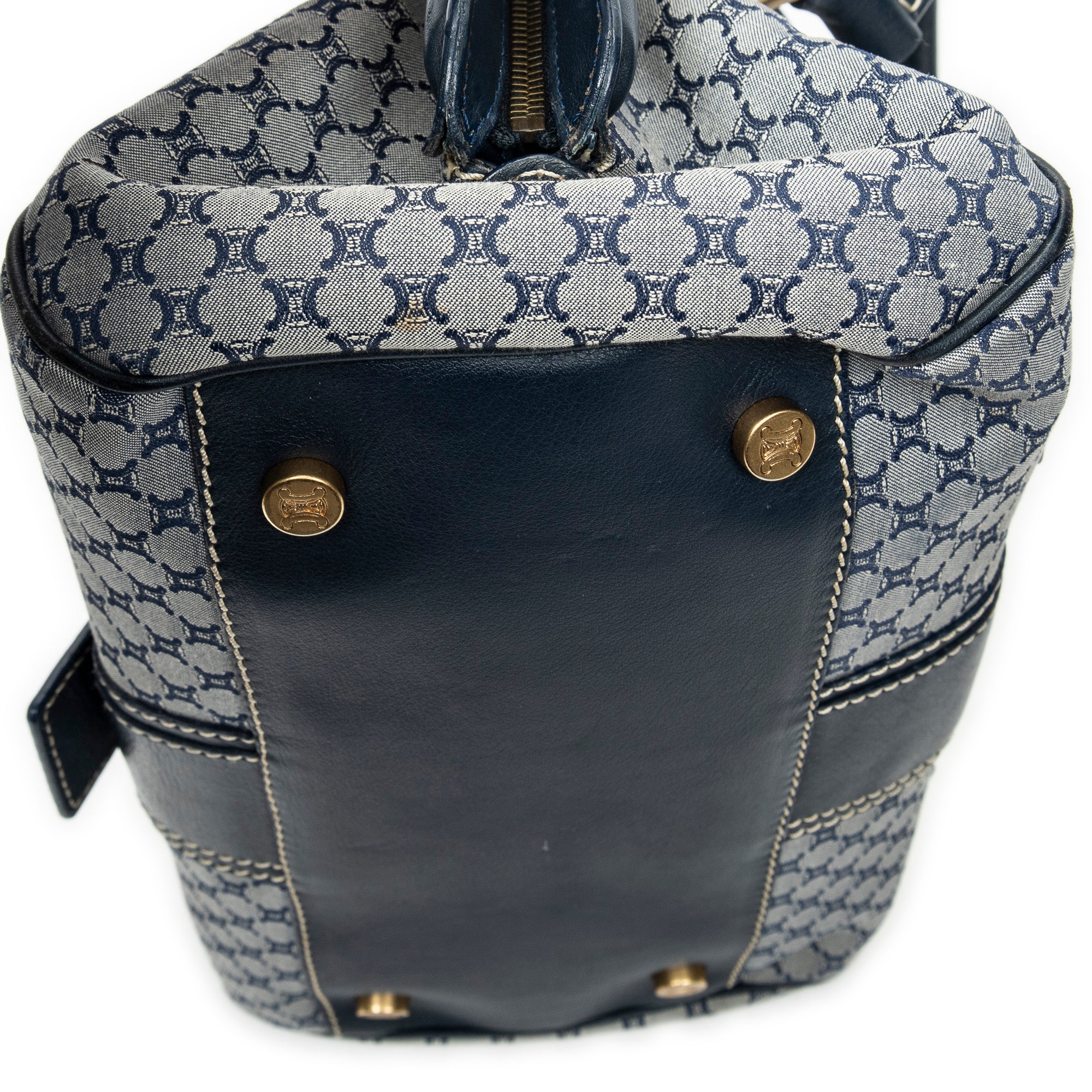 Shoulder Bag Frame Buckle Boston Navy Macadam Canvas