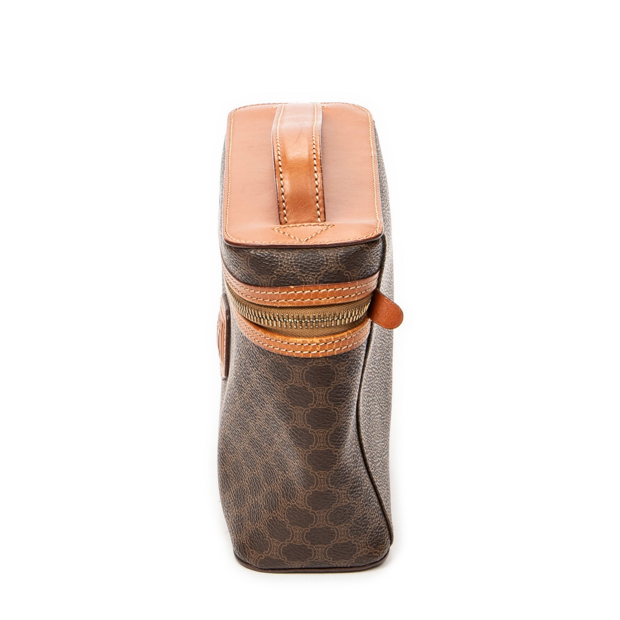 Pouch Top Handle Toiletry Pouch Brown Macadam Coated Canvas