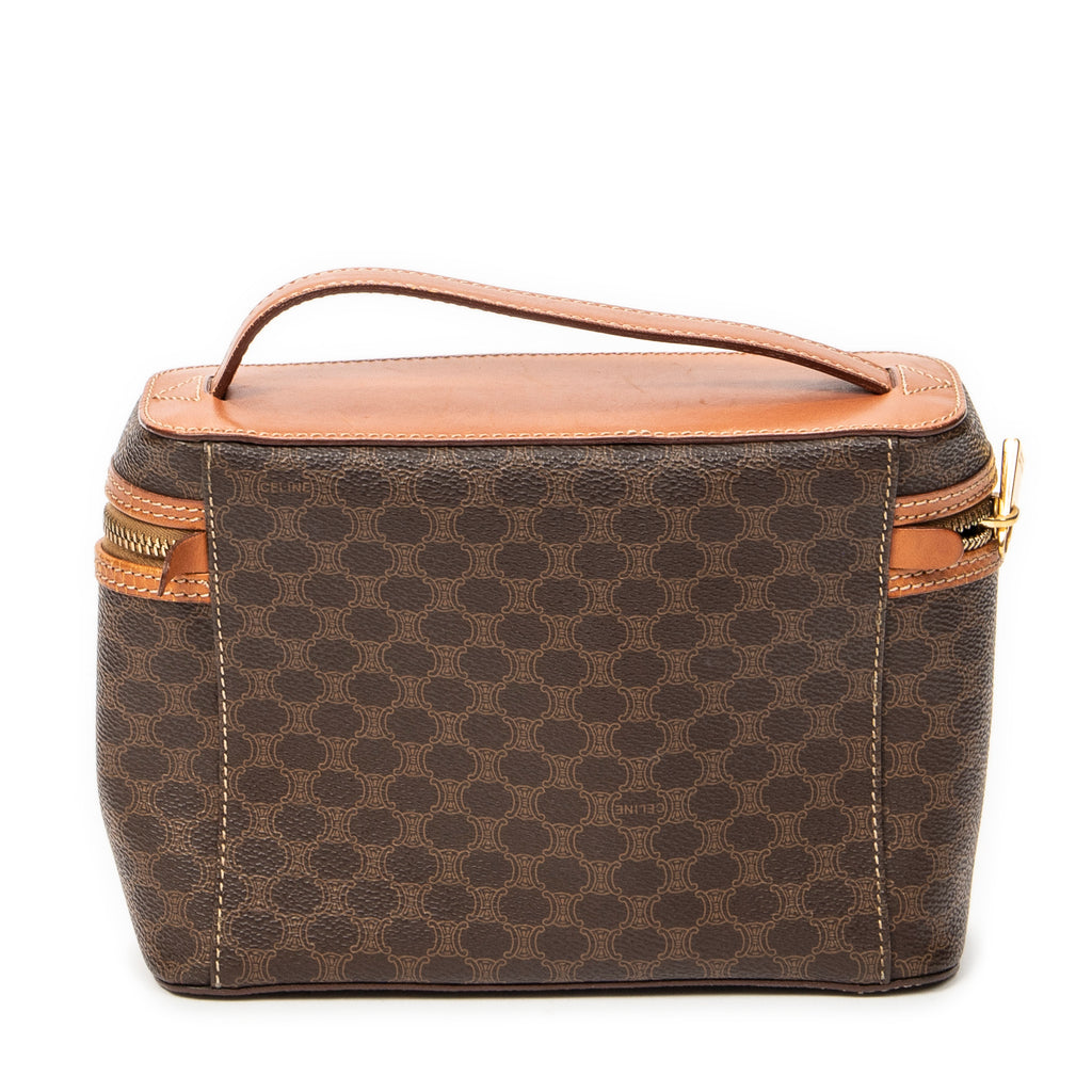 Pouch Top Handle Toiletry Pouch Brown Macadam Coated Canvas