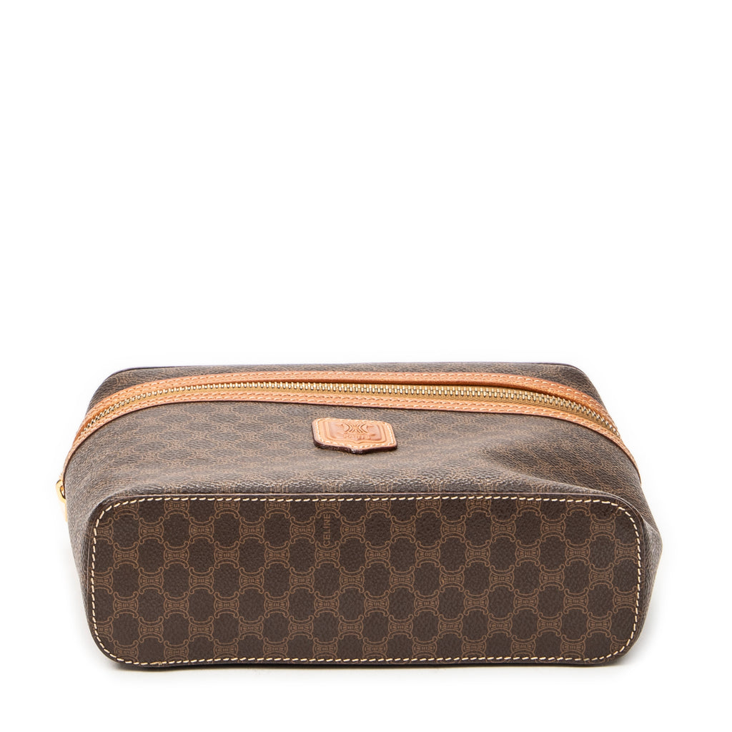 Pouch Top Handle Toiletry Pouch Brown Macadam Coated Canvas