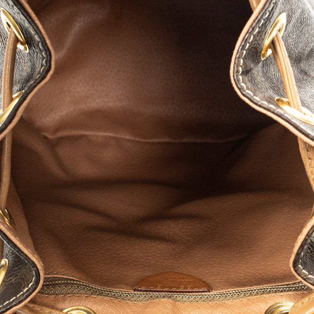 Backpack Flap Drawstring Backpack Beige Macadam Coated Canvas
