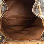 Backpack Flap Drawstring Backpack Beige Macadam Coated Canvas