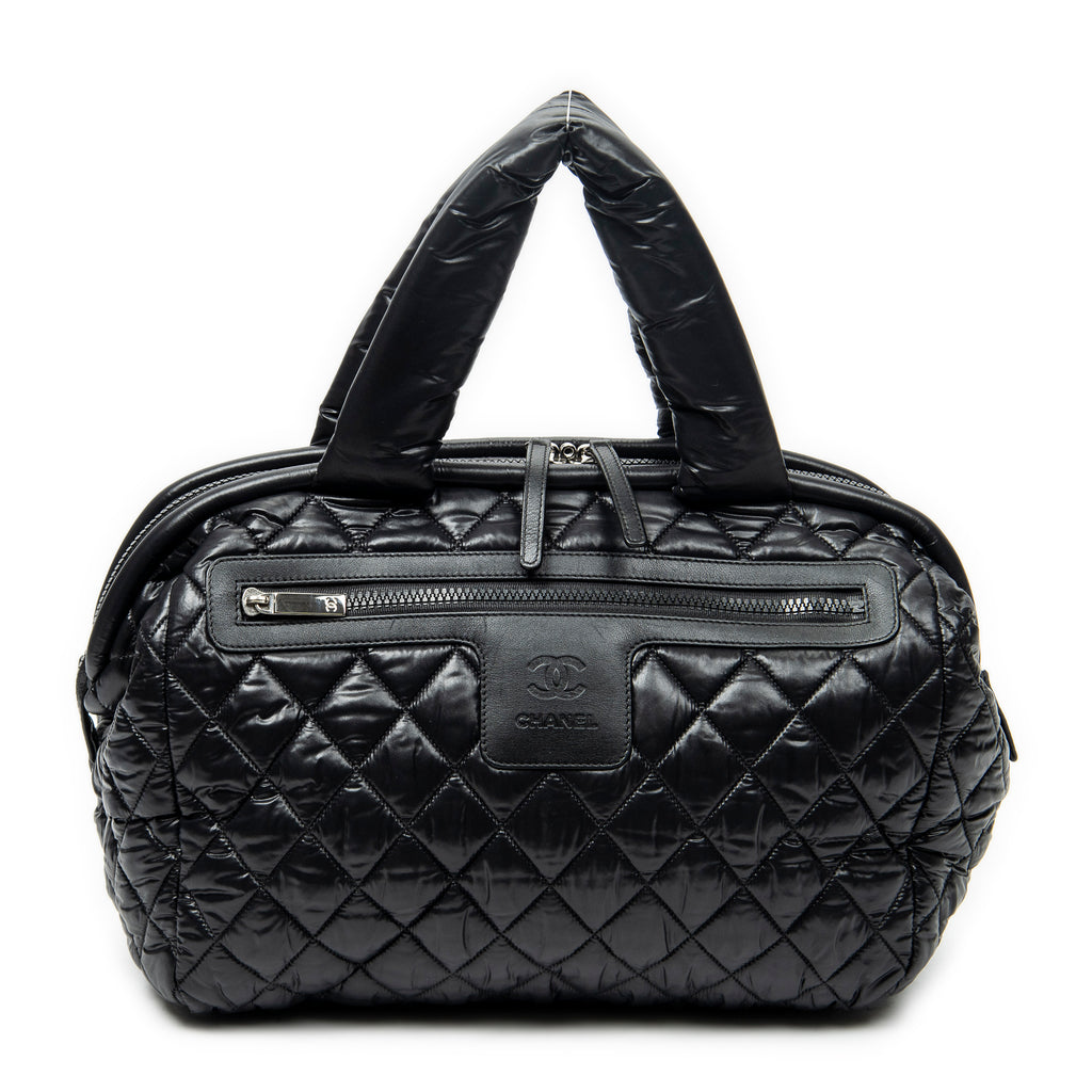 Shoulder Bag Coco Cocoon Bowler Black Quilted Nylon Canvas