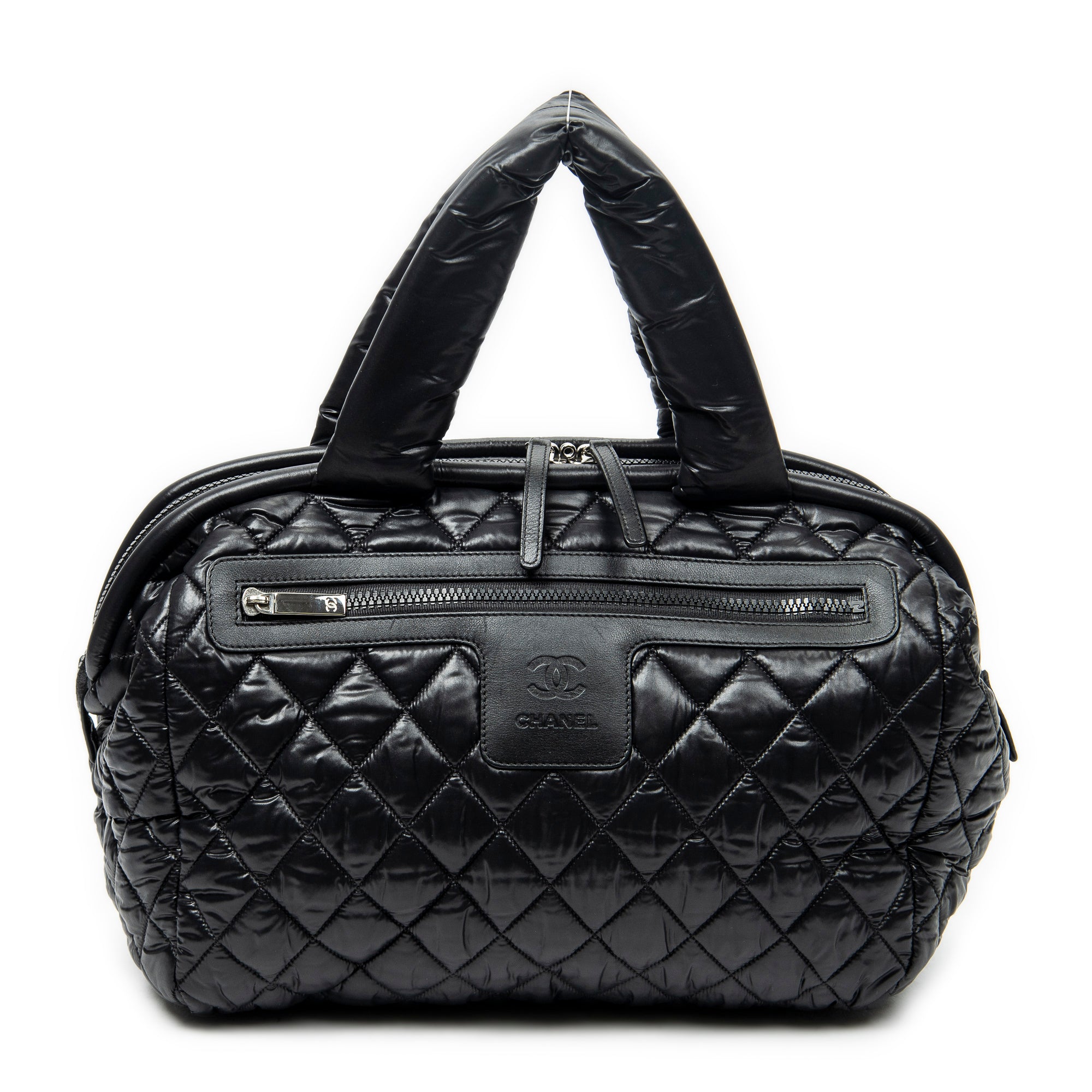 Shoulder Bag Coco Cocoon Bowler Black Quilted Nylon Canvas