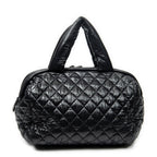 Shoulder Bag Coco Cocoon Bowler Black Quilted Nylon Canvas